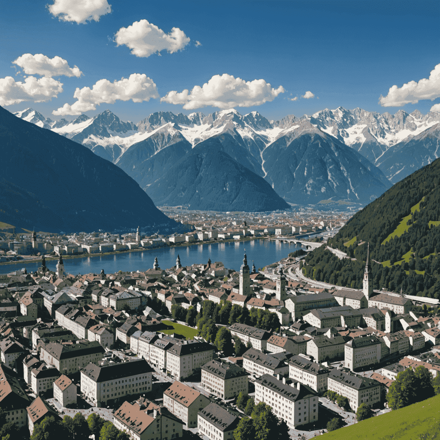 Panoramablick auf Innsbruck mit den Alpen im Hintergrund